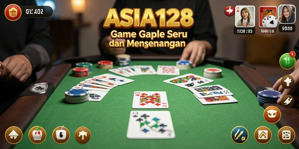 Tampilan layar permainan Gaple ASIA128 yang menarik dan interaktif.