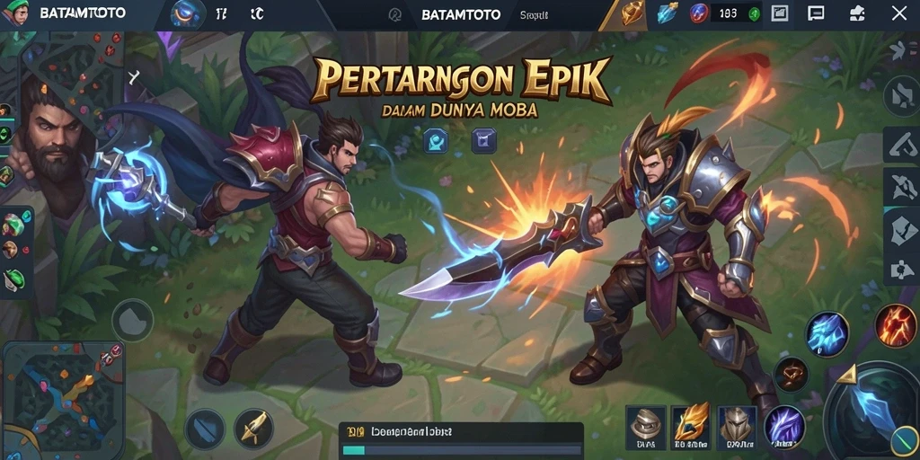 Screenshot gameplay menampilkan aksi seru dalam MOBA.