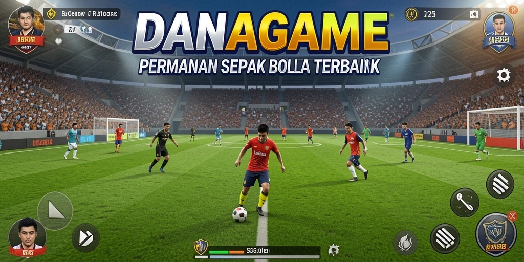 Tangkapan layar DANAGAME yang menampilkan gameplay sepak bola yang seru.