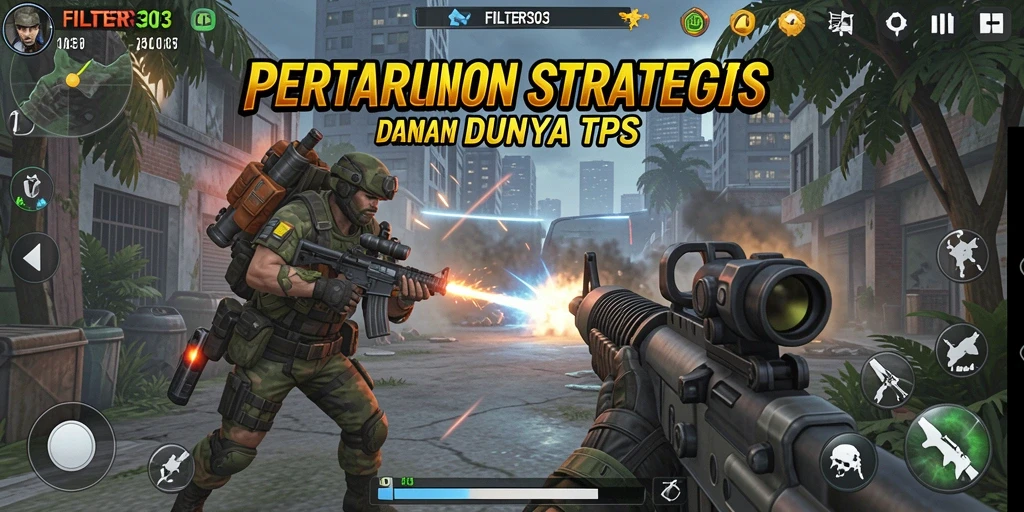Tangkapan layar menunjukkan aksi seru dalam game TPS.