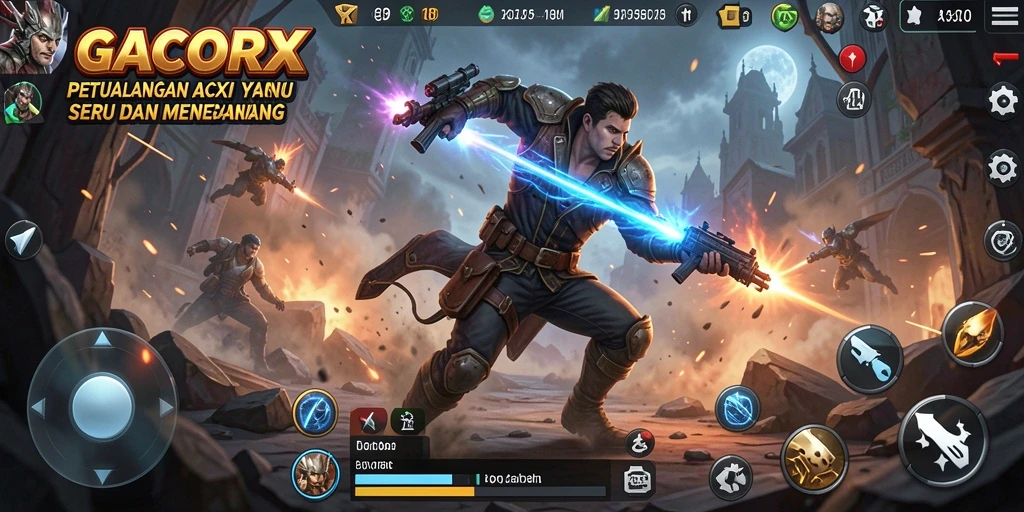 Screenshot GACORX menunjukkan aksi seru di medan perang.