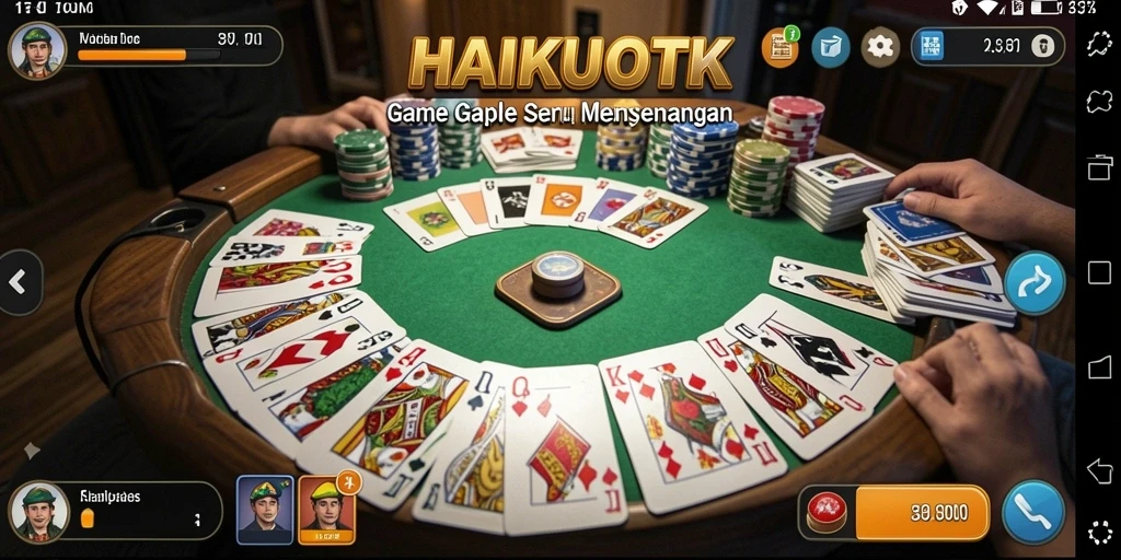 Tampilan gameplay HAIKUOTK dengan kartu Gaple yang menarik.
