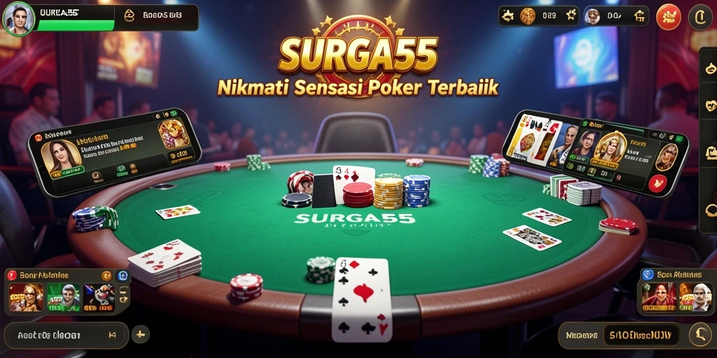 Tangkapan layar SURGA55 menunjukkan gameplay yang mendebarkan dan suasana kompetitif poker.