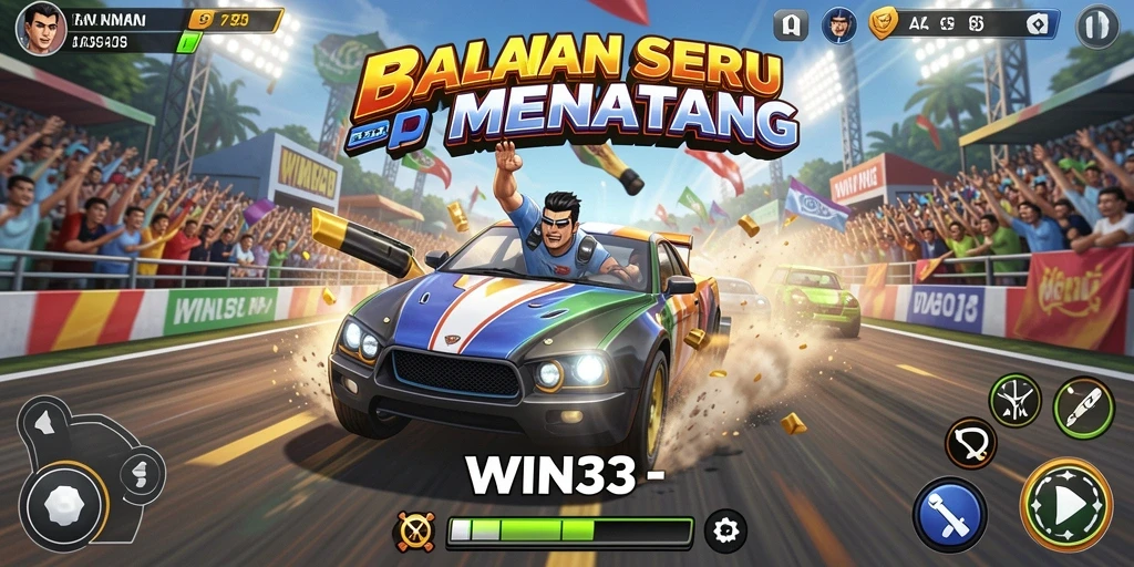 Screenshot menampilkan gameplay balapan seru di WIN33.